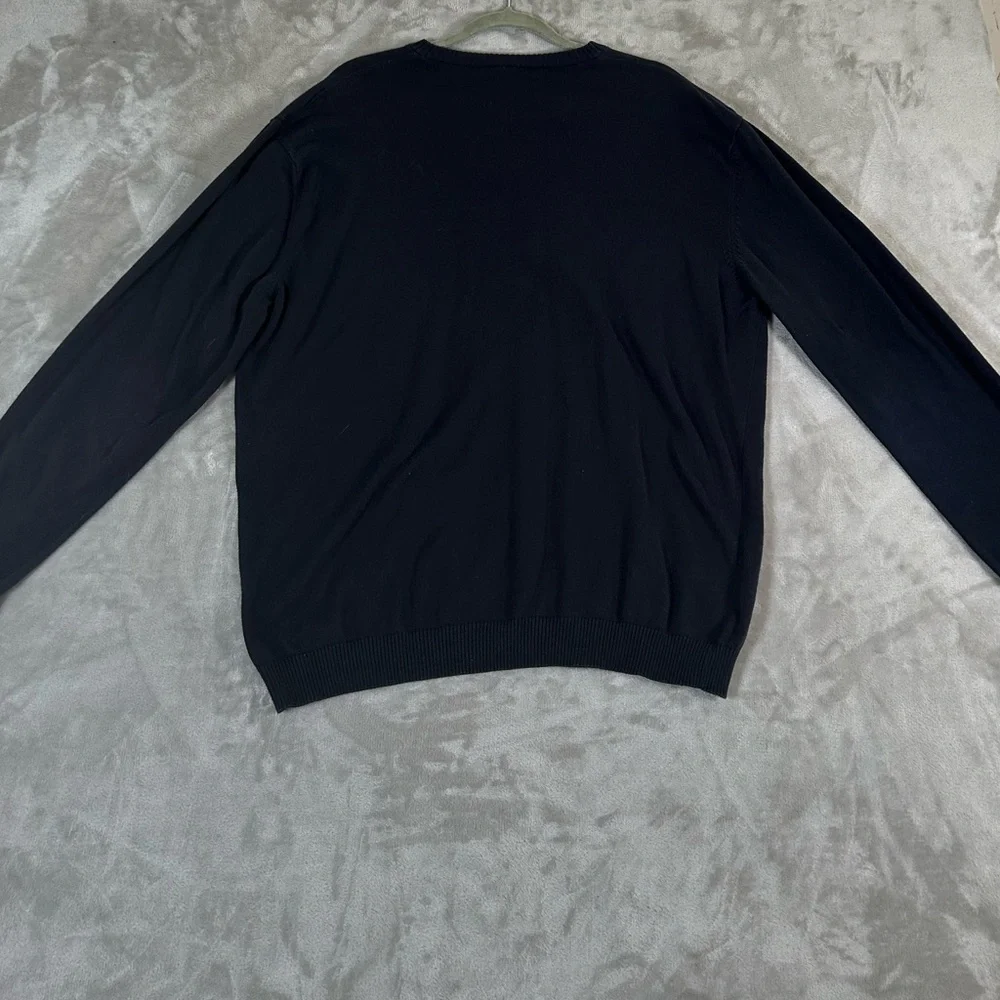 Lacoste men’s v- neck navy blue pullover cotton sweater - Picture 6 of 10